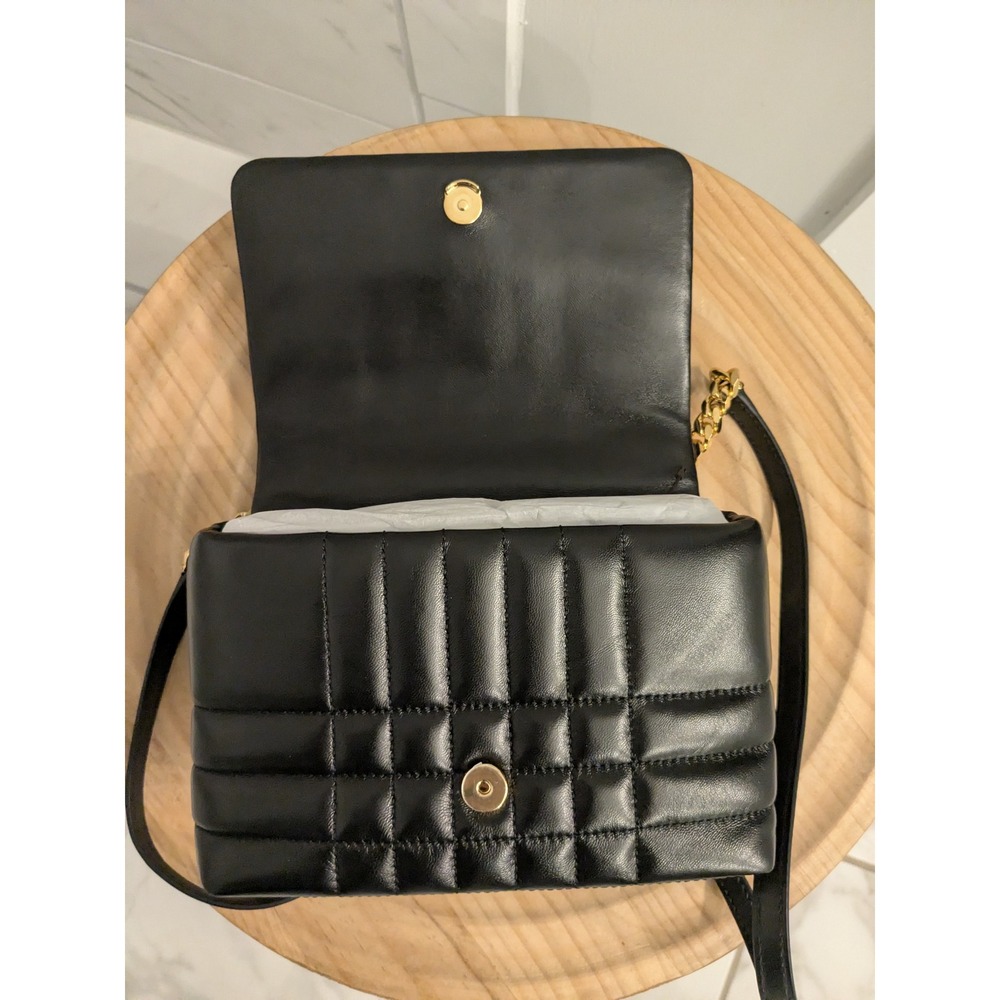 NWOT $1550 Burberry Lola Mini Quilted Leather Crossbody Bag Gold Logo Black Read - Picture 6 of 16